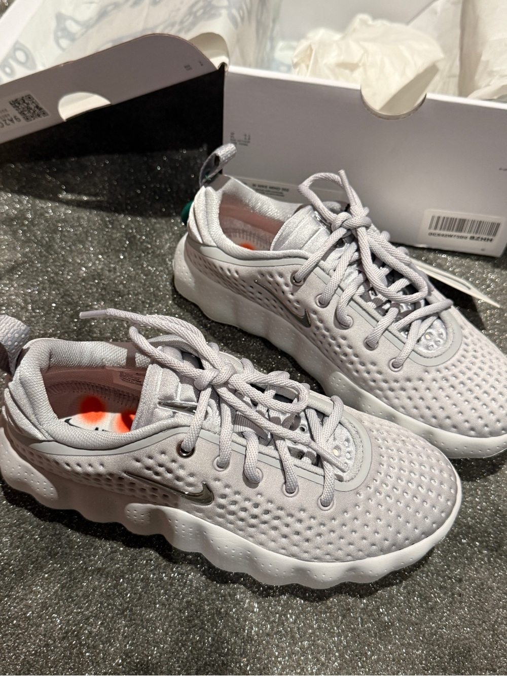 Nike size 5 NEW IN BOX Light Gray Perforated Lace-Up Sneakers